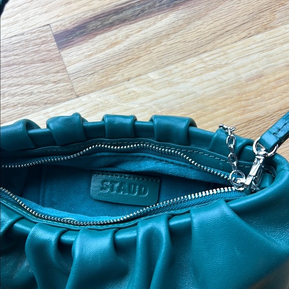 NWT STAUD Teal Gathered Leather CONVERTIBLE BAG 👛🍾🥂 - Picture 4 of 6